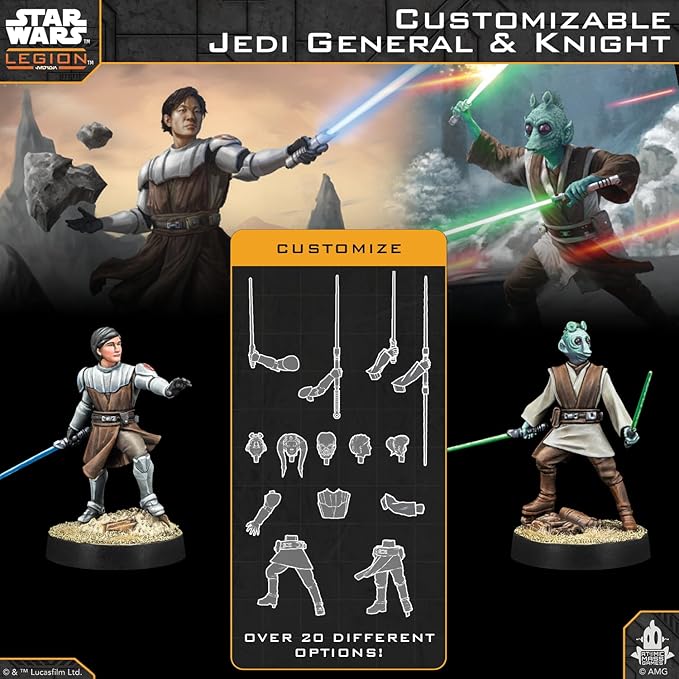 Asmodee Star Wars: Legion Customizable Jedi General and Knight - Tabletop Miniatures Game Strategy Game for Kids and Adults Ages 14+ 2 Players 90 Min Playtime