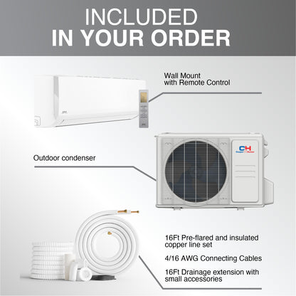 Cooper & Hunter Olivia Series 12,000 BTU 115V Mini Split AC/Heating System, Ductless Wall Mount - 23.2 SEER2 Inverter - Smart Kit & 16FT Installation Kit Included - Pre-Charged