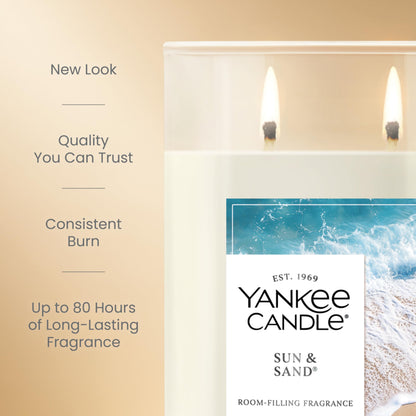 Yankee Candle Large Tumbler Scented Candle with up to 80 Hour Burn Time, Premium Plant Wax Blend for Consistent Burn, 20 oz Tumbler Candle with Room Filling Fragrance, Sun & Sand