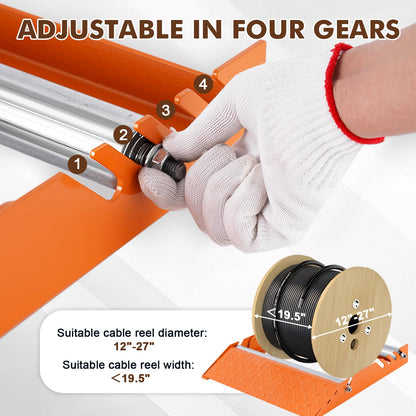 Cable Dispenser Portable Multi Purpose Wire Reel Holder - 1100lb Heavy Duty Capacity for 12"-27" Diameter Reels | Cable Roller Stand