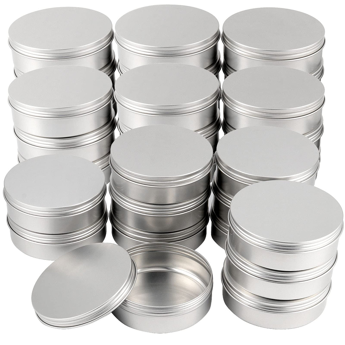 SEHOI 30 Pack 10 OZ Aluminum Tins Cans, Large Round Metal Tins Jars with Screw Lid, Metal Tin Food Candle Containers for Cosmetic, Spices, Candies