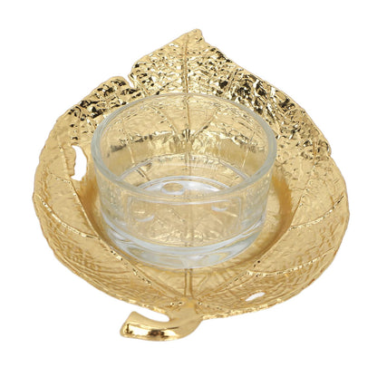 Metal Candle Holder Gold Leaf Candlestick Stand Elegant Simple Design for Christmas Wedding Party Decoration Home Office Decor