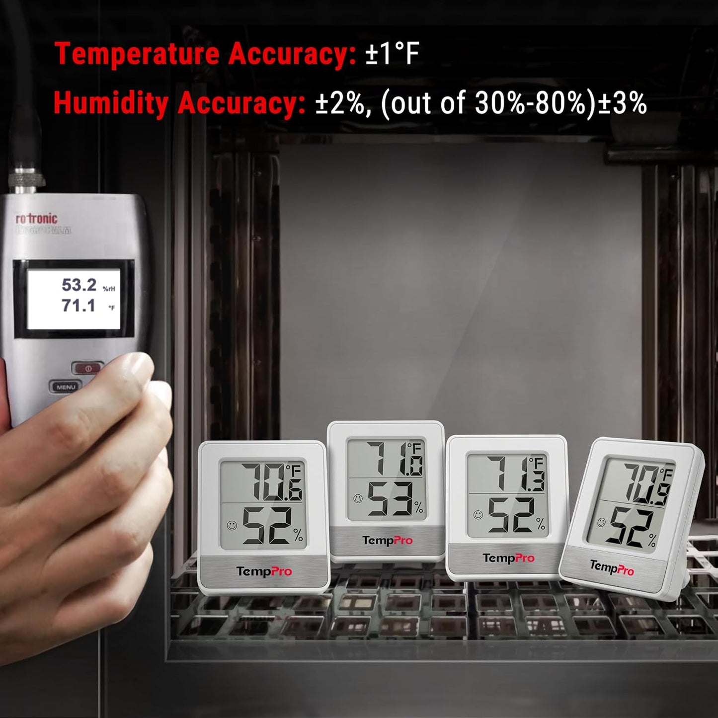 TempPro TP49 Digital Hygrometer & Indoor Thermometer - Accurate Temperature & Humidity Monitor | Compact Design