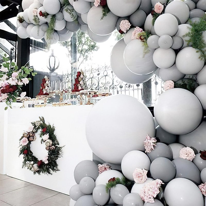 PartyWoo Grey Balloons 140pcs Different Sizes Pack of 18 12 10 5 Inch Light Pastel Pale Gray Latex Balloon Arch Kit Garland for Baby Shower Graduation Wedding Birthday Party Decorations Gray-Y76