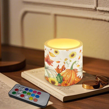 Cozeyat Harvest Pumpkin LED Candles Set of 4 Battery Powered Flameless with Remote Timer Dancing Flame Waterproof for Garden Patio Table Decoration