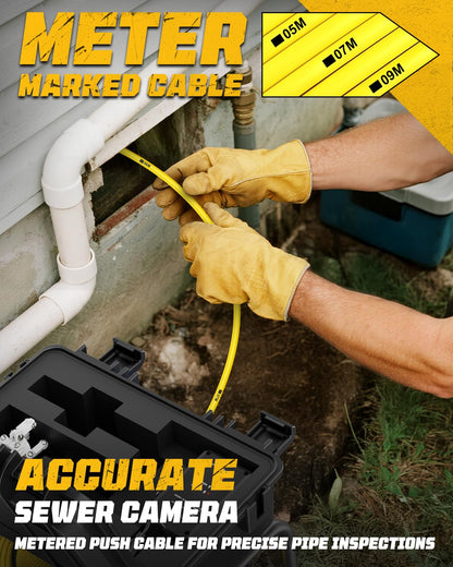 Anysun 9'' Sewer Camera Self Leveling, Length Marker, 5100mAh, IPS Screen, HD 1080P with DVR - 32GB, IP68 Sewer Pipe Cam, Sewer Scope Pipe Drain Plumbing Inspection Cameras Borescope Snake (100Ft/30M)
