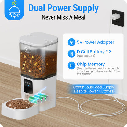 Frienhund Automatic Cat Feeder with 2K HD Camera: Automatic Dog Feeder with Night Vision, Cat Food Dispenser with 5G WiFi for Multiple Pet, Detachable for Easy Clean - 29 Cup （7L Large Capacity）