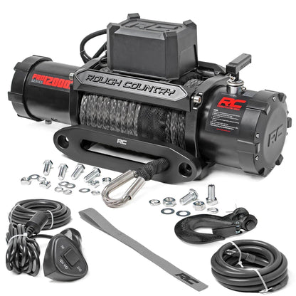 Rough Country 12,000LB PRO Series Electric Winch | Synthetic Rope - PRO12000S, Black