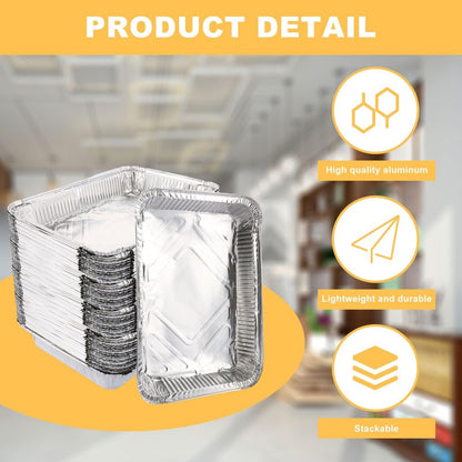MUXHEL 50 Pcs 9 x 13 Aluminum Pans, Aluminum Foil Pans, Disposable Foil Trays for Baking, Cooking, Freezing and Storing Food
