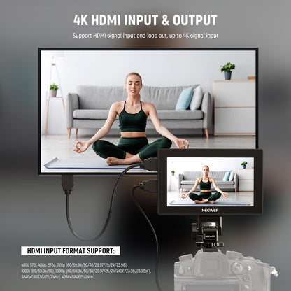NEEWER 5.5" Camera Field Monitor, 2000nit HD 1920x1080 IPS Touch Screen, 4K HDMI Loop in/Out with 3D LUT Peak Focus DSLR Video Assist HDR Waveform, 5200mAh F750 Battery, DC7-24V/Type C 5V In, F500 PRO