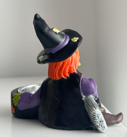 QIAOIDEA Halloween Candle Holder Spooky Witch Tealight Candle Holder Scary Halloween Decorations Horror Skeleton Skull Candle Holder for Bedroom Living Room Mantel Shelf Tabletop Decoration
