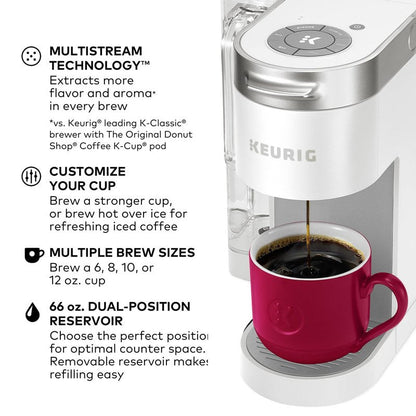 Keurig K-Supreme Single Serve K-Cup Pod Coffee Maker, MultiStream Technology, 4 Brew Sizes, 66oz Dual-Position Removable Reservoir, White