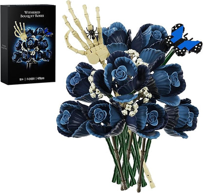Corpse Emily Bouquet Roses Building Set Gothic Floral Flower Model Set for Dark Romancet Compatible with Lego Withered Flower Building ToysValentine's Day Gifts for Women Adults Fans (429 PCS)