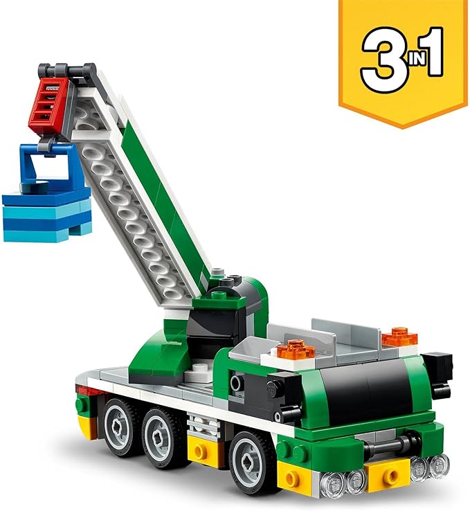 LEGO 31113 Creator 3-in-1 Racing Car Transporter Construction Game Truck with Trailer Crane and Tug Gift Idea for Children