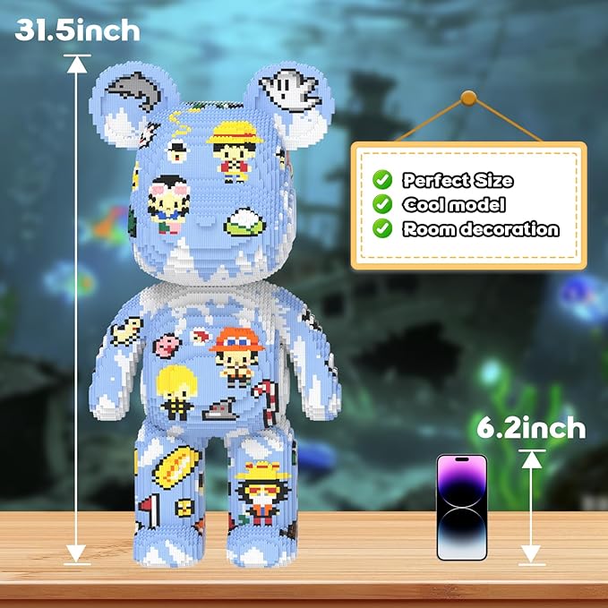 Big Pirates Sticker Bear Building Blocks (21950 PCS) Creative Animal Brick Set for Kids &amp Adults Micro Building Blocks Teddy Blocks Children Toys for Christmas Halloween Anniversary