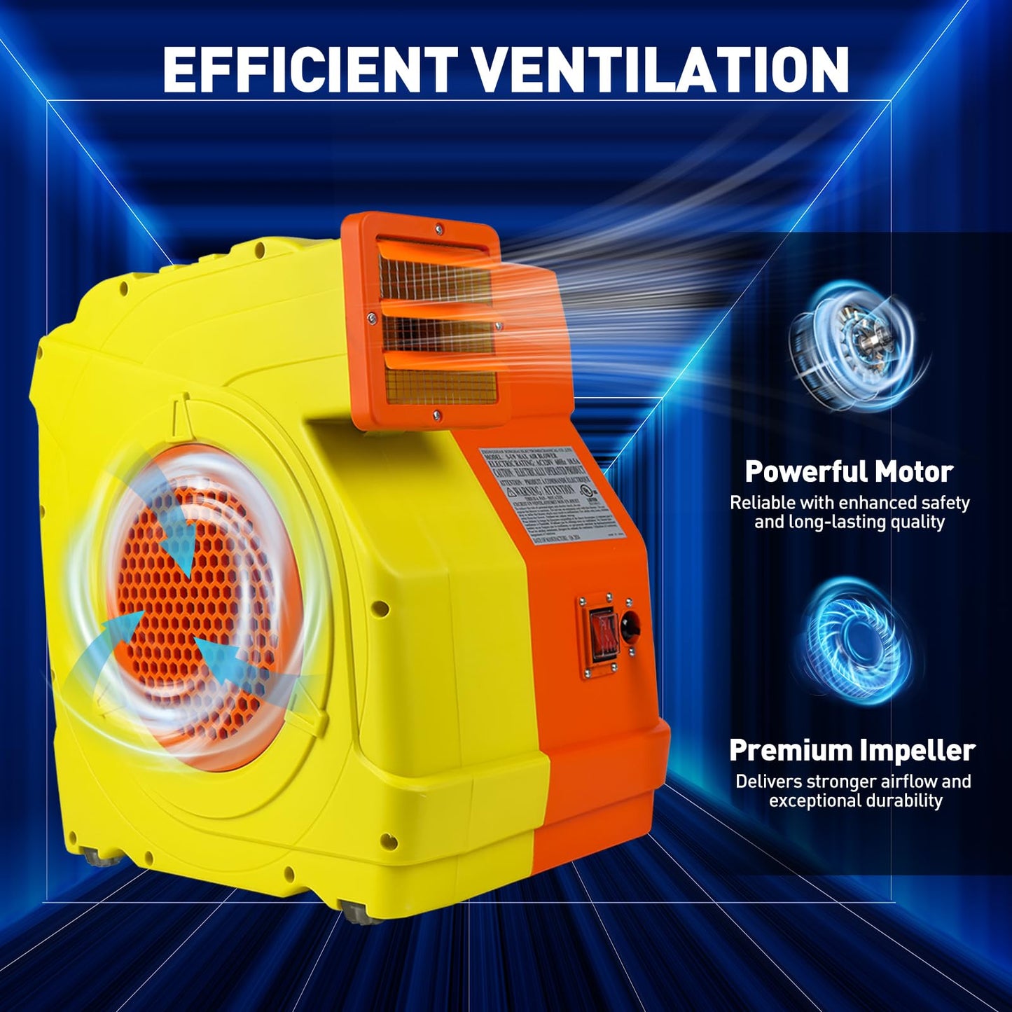 WARSUN Commercial 1500W 2.0HP Air Blower Fan for Giant Inflatable Products Recommended for Bounce House Water Slides, Jumpers, Paint Booths, Party Tents