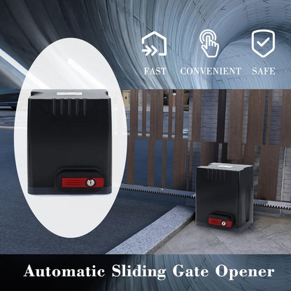 GATEXPERT Sliding Gate Opener Kit with AC110V/60HZ Motor for 1350lb 40ft Gate,Wireless Remote, Alarm Lamp and Infrared Sensor, Gear Rack Driven Automatic Gate Operator with 13.12ft Racks (DK1350)