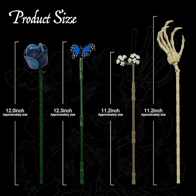 Corpse Emily Bouquet Roses Building Set Gothic Floral Flower Model Set for Dark Romancet Compatible with Lego Withered Flower Building ToysValentine's Day Gifts for Women Adults Fans (429 PCS)