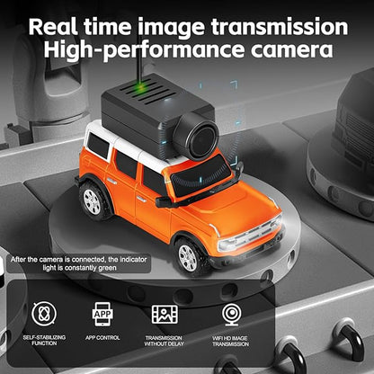 WLtoys Mini RC Car 1:64 Scale FPV RC Drift Car with 720P HD Camera WiFi App Control with Gyro First Person Perspective Mini Racing Toys for Teens and Adults(Orange)
