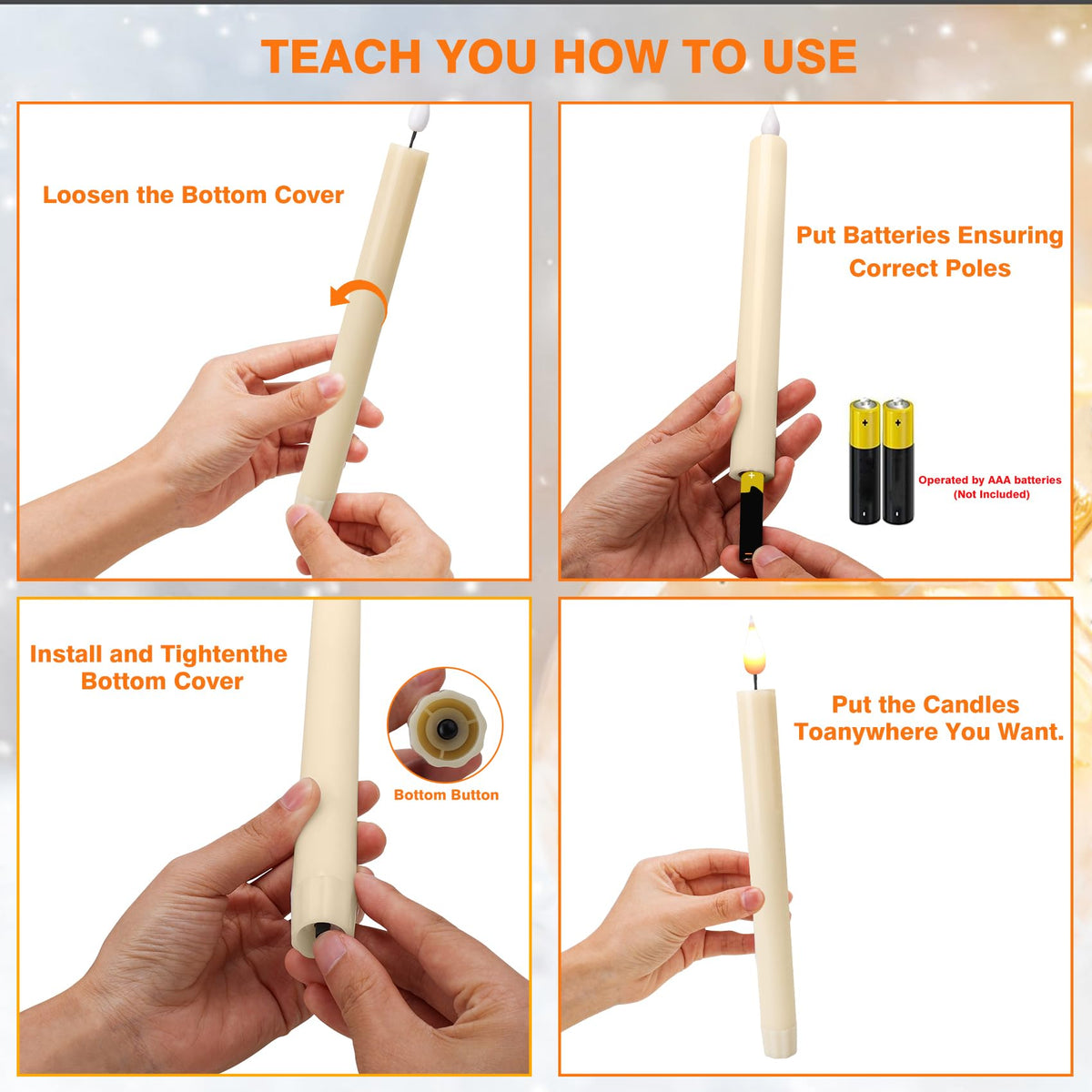 LED Flameless Taper Candles With Remote-Timer Battery Operated Flickering 9.6 Inches Ivory Window Candle Lights Realistic Warm Amber Light Best Gift For Xmas Wedding Home Dinner Decor Set of 10