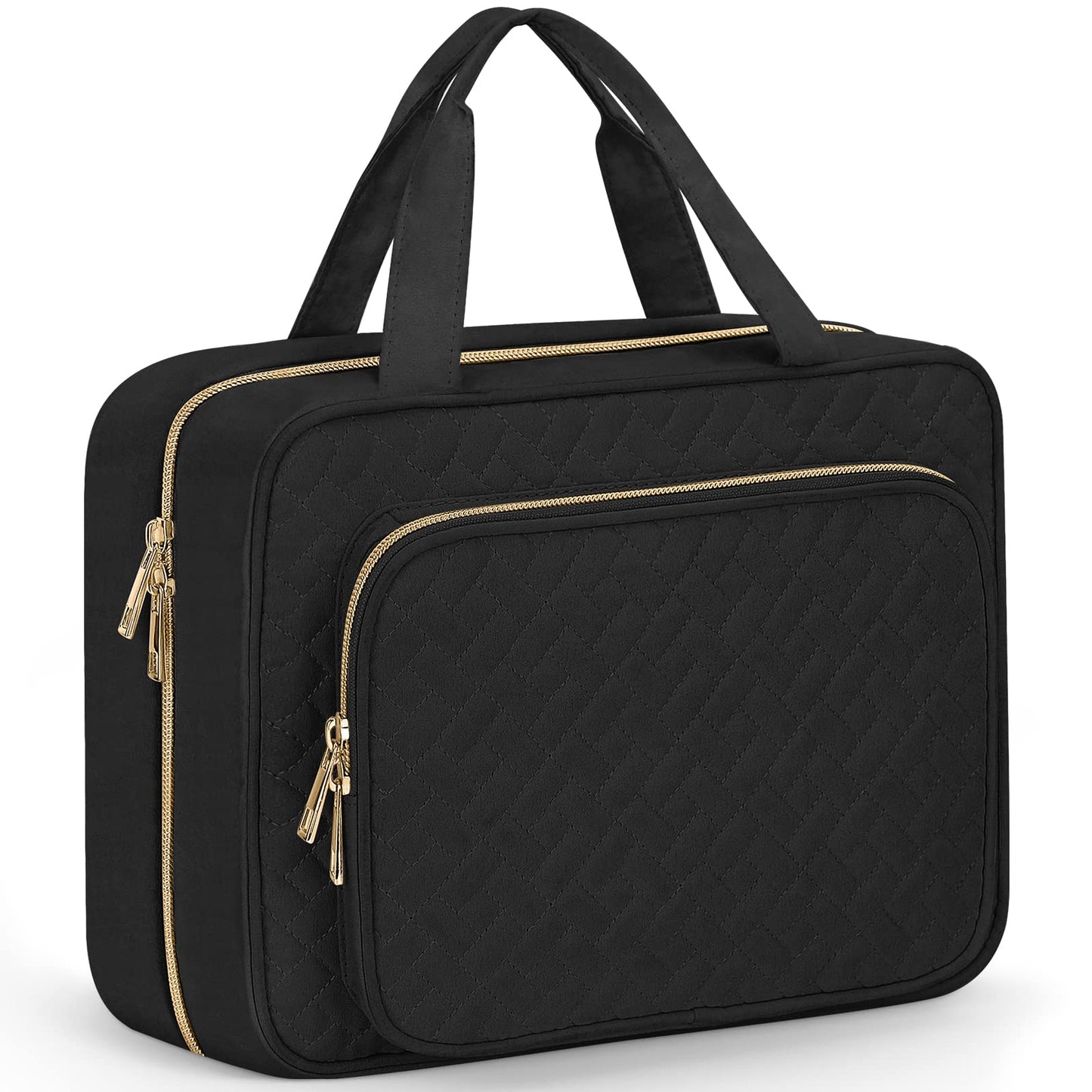 Wedama Toiletry Bag for Women, Large Cosmetic Travel Bag, Hanging Toiletry Bag for Bathroom, Thickened PVC Waterproof Makeup Bag, Toiletries Bag for Travel Business Trips and Camping, Black