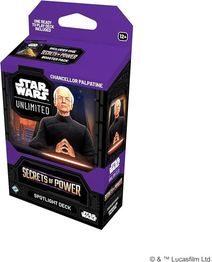 Asmodee Star Wars: Unlimited TCG Secrets of Power Chancellor Palpatine Spotlight Deck - Pre-Built 50-Card Ready-to-Play Deck with Booster Pack Ages 12+ 2+ Players 20 Minute Playtime