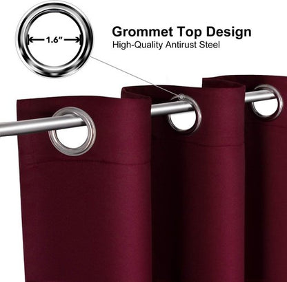 ChrisDowa Small Window Curtains - Grommet Thermal Insulated Room Darkening Panels (Burgundy Red, 52 x 36 Inch)