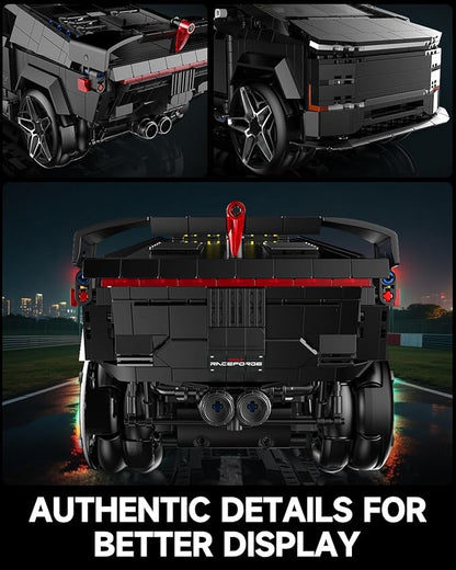 Remote Control Building Kit Futuristic Cyber Truck Model Black Electric RC Vehicle with Omniwheel Drift 1572 Pieces Construction Set for Adults 14+