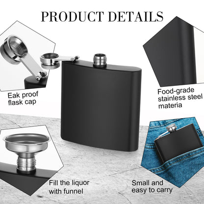 Hoolerry 30 Pack Hip Flasks for Liquor,Stainless Steel Whiskey Flask Set with Funnels Pocket Bulk for Groomsmen Gifts, Bridesmaids, Bachelor Party, Wedding Favor Supplies(6 oz,Black)