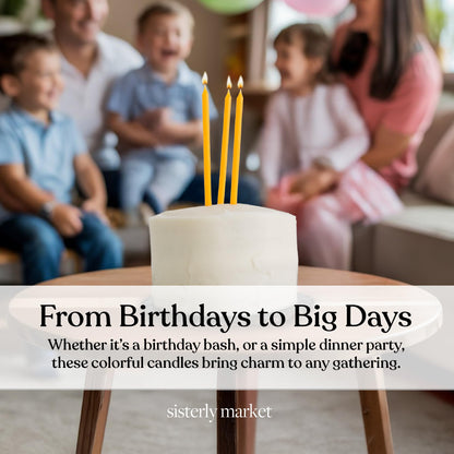 Sisterly Market 20 Count Tall Skinny Orange Solid Birthday Cake Candles for Birthday Wedding Party Cakes Decorations