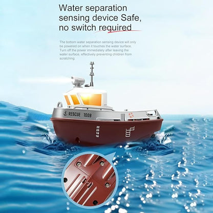 GoolRC RC Boat RC Tugboat Remote Control Boat for Pools and Lakes 2.4GHz Electric Tugboat Model with Lights Rechargeable Battery for Adults