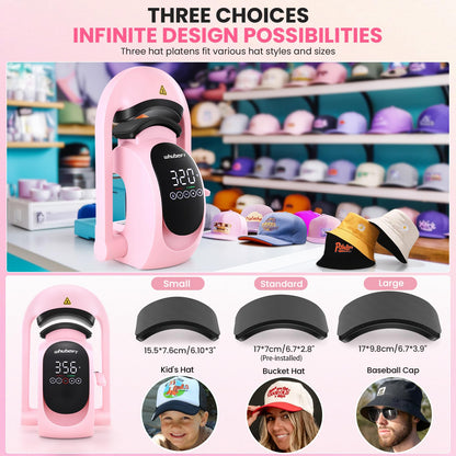 Whubefy Auto Hat Heat Press Machine, 3-in-1 Hat Press Heat Machine for Caps with 3 Platens, Blank Cap, Gloves, Automatic Open/Release, Heat Transfer Cap Heat Press HTV Iron On for Vinyl, Sublimation
