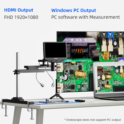 Andonstar AD409 SA 10.1'' HDMI Soldering Digital Microscope with Slide Rail Arm, Endoscope, 300X USB Electronic Microscope Camera for Professional PCB Repair, Soldering, Electronics, Windows PC