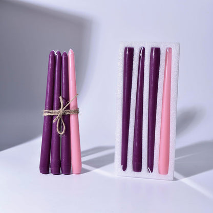 PAMELIFE 4 Pack Advent Taper Candles Set, 10-Inch Premium Dripless Unscented Christmas Real Wax Candles - Perfect for Holidays, Seasonal Celebrations, Church Services, and Parties.