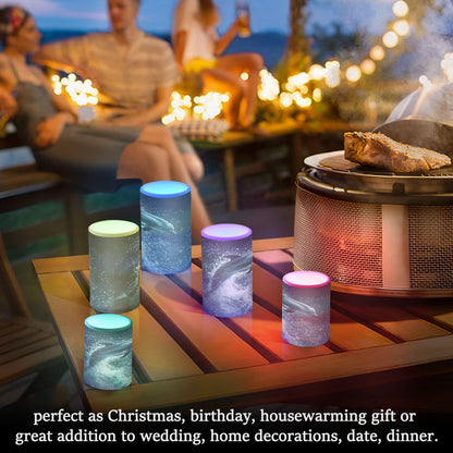 ALAZA Flameless Candles with Remote Timer,Ocean Dolphin Battery Operated Candles Set of 2 LED Tea Lights Flickering Pillar Votive Candles for Indoor Outdoor Decor