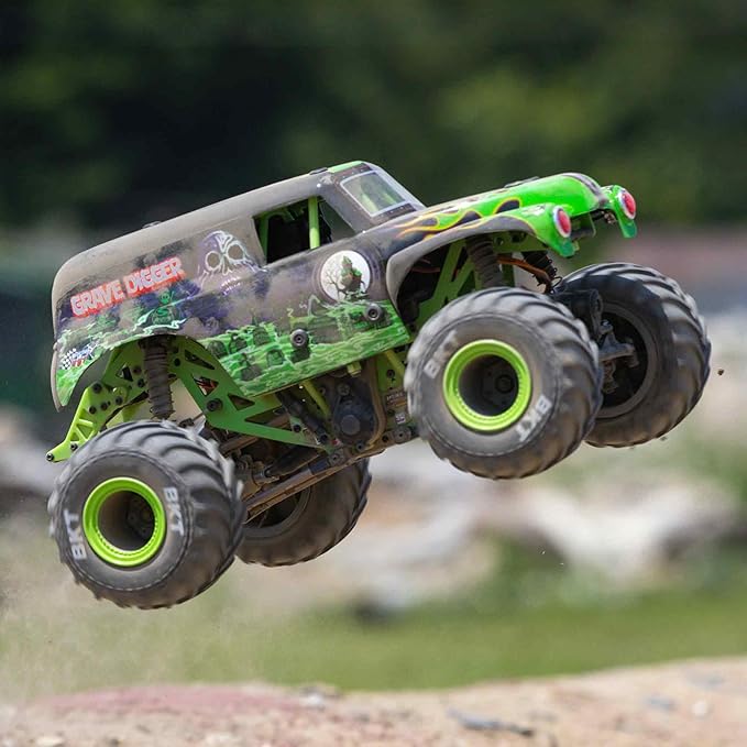 Losi 1/18 Mini LMT Grave Digger 2S 4X4 RTR Brushed Monster Truck Battery &amp Charger Included Green LOS01026T1
