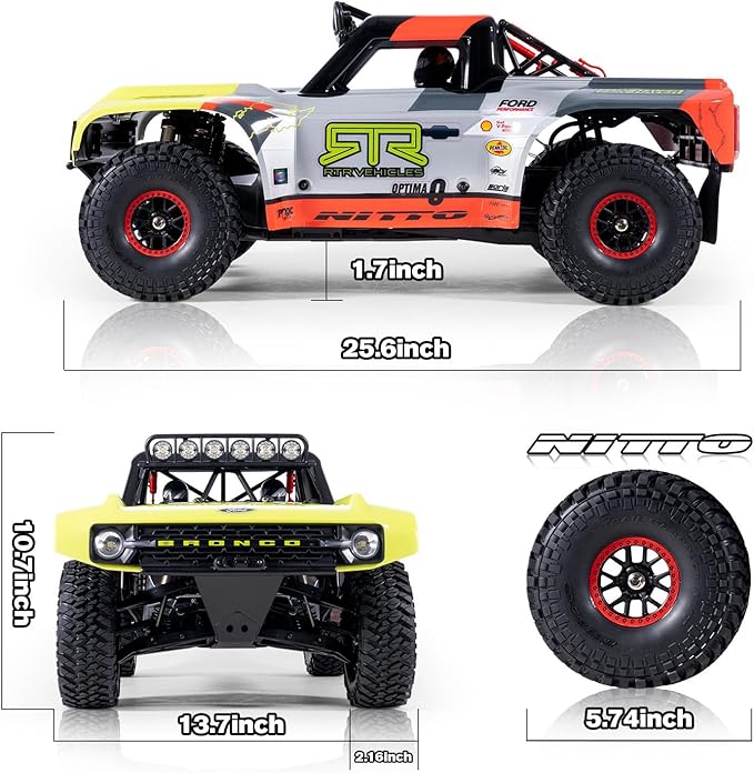FMS 1/7 Ford Bronco RTR EB Fast RC Truck – Licensed by Ford &amp RTR Vehicles 80km/h Short Course Truck 4WD Brushless RC Car CNC Metal Parts Off-Road Rock Crawler 4x4 for Adults (2024 paint schem