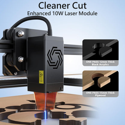 ORTUR Laser Master 2 S2 LU2-10A Laser Engraver Laser, 10000mW Engraving Cutting Machine, Class 4 High Accuracy Laser Cutter, DIY Laser Marking for Metal