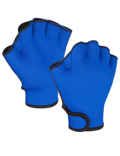 FitsT4 Sports Aqua Gloves Webbed Paddle Swim Gloves Fitness Water Aerobics and Swimming Resistance Training Gloves for Men Women Children Royal M