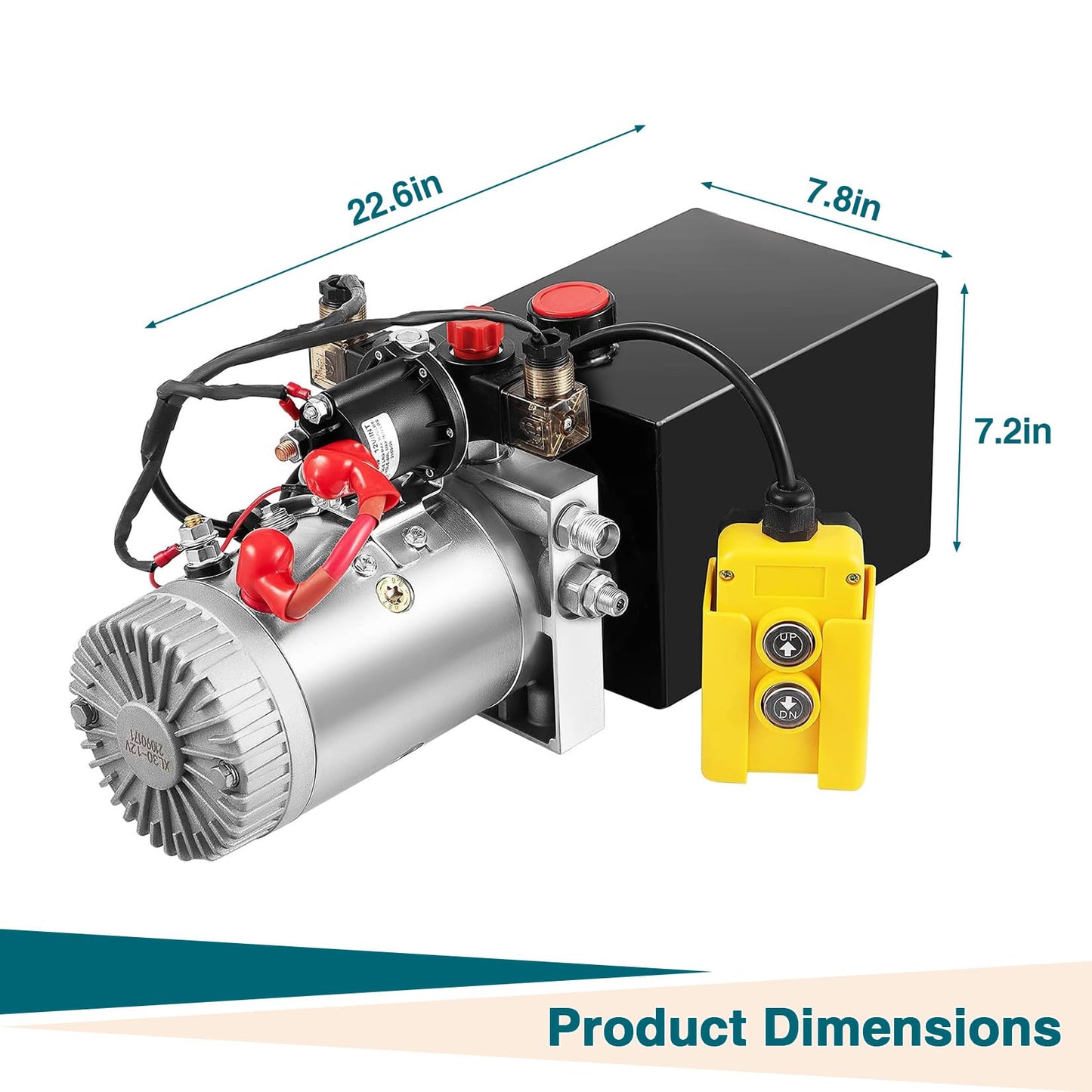 12V Double Acting Hydraulic Pump Power Unit, Heavy Duty Industrial Hydraulic Power Pack with 10 Quart Metal Reservoir, High Pressure DC Hydraulic Unit for Dump Trailers, Log Splitters, Lifts