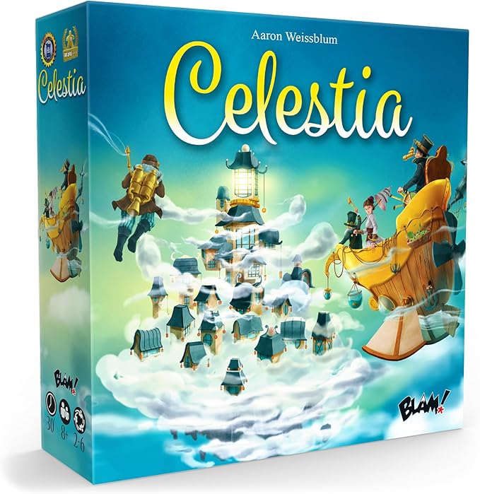 Blam! Celestia | Push-Your-Luck Adventure &amp Strategy Board Game | Fly The Airship Brave Perils &amp Collect Treasures | Award Winning Family Games for Kids and Adults | 1-6 Players | Ages 8+ | 3