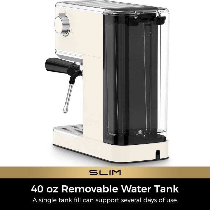 CHULUX Slim Espresso Machine with Milk Frother, 20 Bar Professional Italian Pump Espresso Coffee Machine for Home Cappuccino & Latte Maker, Stainless Steel, Creamy