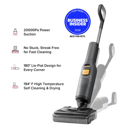 roborock F25 BX Wet Dry Vacuum Cleaner, Cordless Vacuum Mop All in One with 20000Pa, 194°F Hot Air Flash Drying & Self Cleaning, Zero-Tangle Wet Mop Cleaner for Hard Floor, 180° Lie Flat