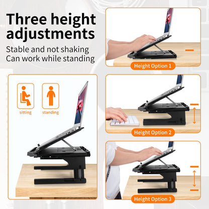 OImaster Laptop Stand for Desk, Phone Stand, Extended Laptops Riser, Elevator, 3 Height Adjustable, Rotatable Base, 10-17 Inches