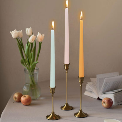 10 Inch Taper Candles Handmade Smokeless Set of 6 – Unscented Tapered Candles in Candy, Candle Sticks for Wedding, Home Decor, and Dinner Table