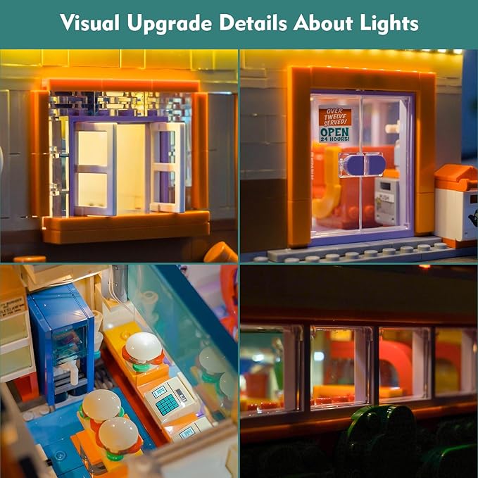 Light kit Compatible with Lego 10352 The Simpsons: Krusty Burger - No Model Only Light LED Lighting Accessories Compatible with Lego 10352 Krusty's Burger Joint (RC Version)