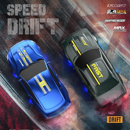 1:43 Scale Mini RC Drift Car 2.4GHz 4WD Desktop RC Drift Car 15KM/h Handheld Racing Mini Vehicle with LED Lights Speed Switching Racing Sport Toy for Adults Teens (Dark Green)