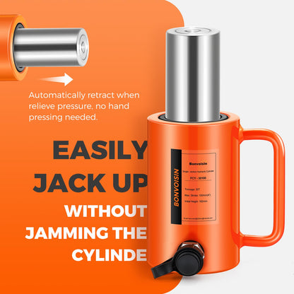 Bonvoisin Hydraulic Ram Cylinder 30T Hydraulic Cylinder Jack Porta Power Ram 4" Stroke Single Acting Lifting Cylinders for Machinery Shipbuilding