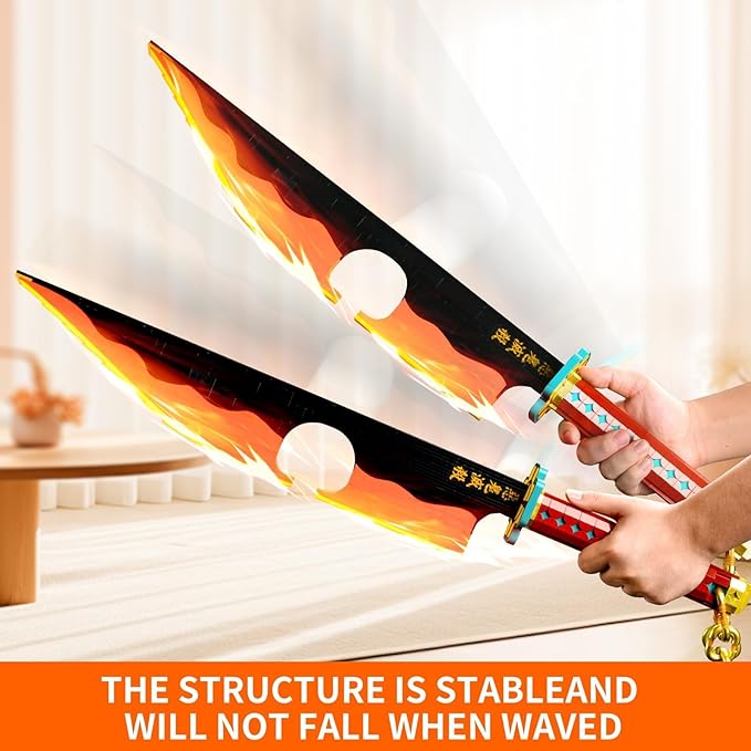82.6in Demon Swords Building SetTengen Uzui Sword Building Block with Stand Model Kits Katana ToyCreative Gifts for Swords Fan Adults 14+ (1478 PCS)