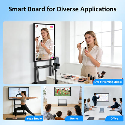 49" Smart Board, Portable Touch Screen TV, RK3588 Octa-Core Whiteboard, Android iOS 12, 10-Point IR Touchscreen, Two-Way Control, Reverse Live Streaming for Classroom Office Home (Wall Mount Include)